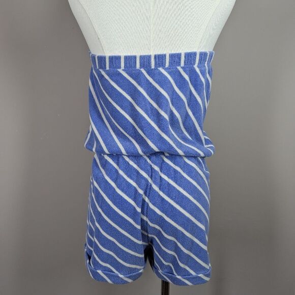 Juicy Couture Terrycloth Romper – XS Strapless Drawstring Blue Stripe - Picture 5 of 9
